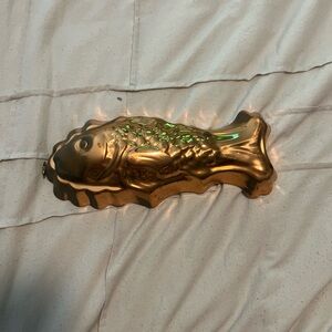 Vintage Copper Coated Fish Mold with Wall Hanger